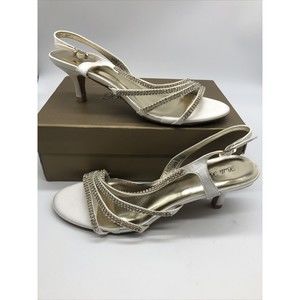 Belle Beaux LHS 3 Ivory Satin Diamante Heels Womens 7 BRIDAL Cocktail NWB